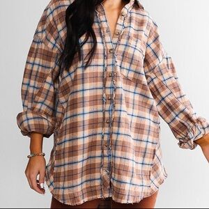 Free People We the Free Happy Hour Flannel Shirt 100% Cotton Women’s size medium